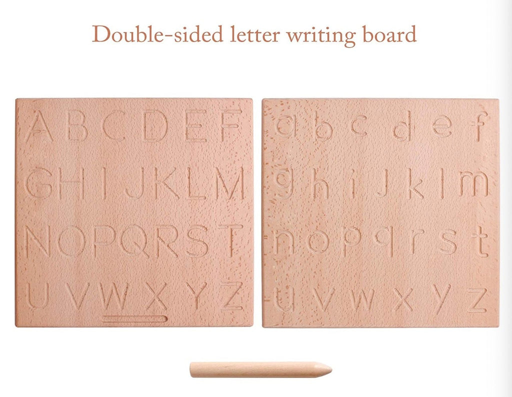 **Pre-Order (Ships in 2–3 Weeks)** Wooden Reversible Alphabet Tracing Board – ABC Upper & Lowercase Learning Aid