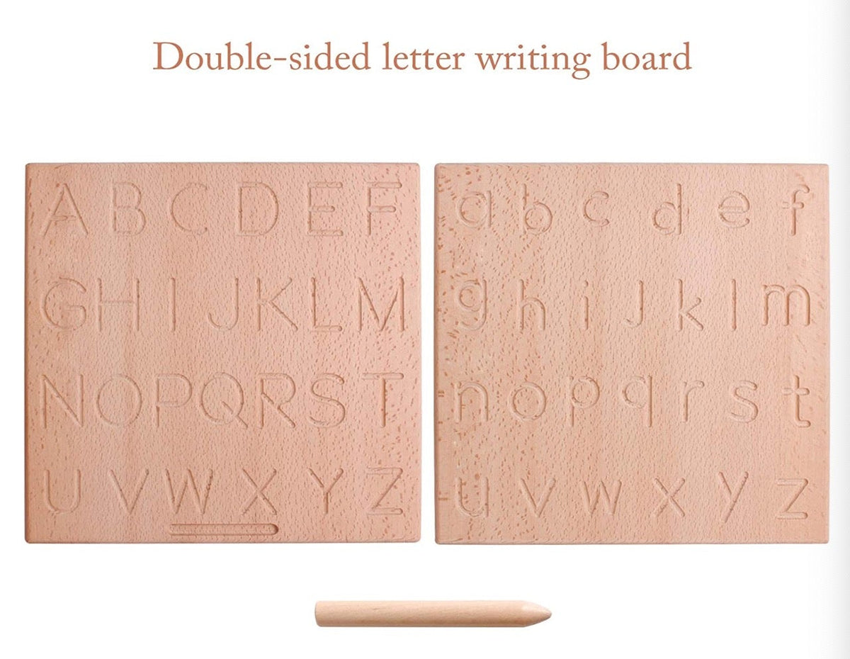 **Pre-Order (Ships in 2–3 Weeks)** Wooden Reversible Alphabet Tracing Board – ABC Upper & Lowercase Learning Aid