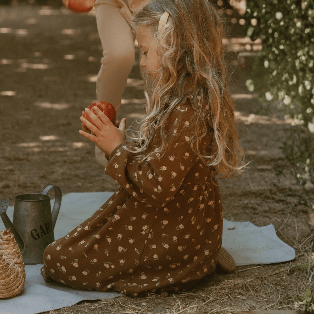 Organic Long Sleeve Ruffle -V- Dress - Primrose