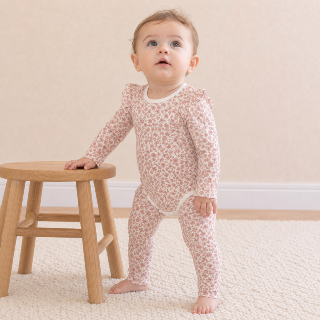 Organic Ruffle Bodysuit & Pants Set - Wild Petal
