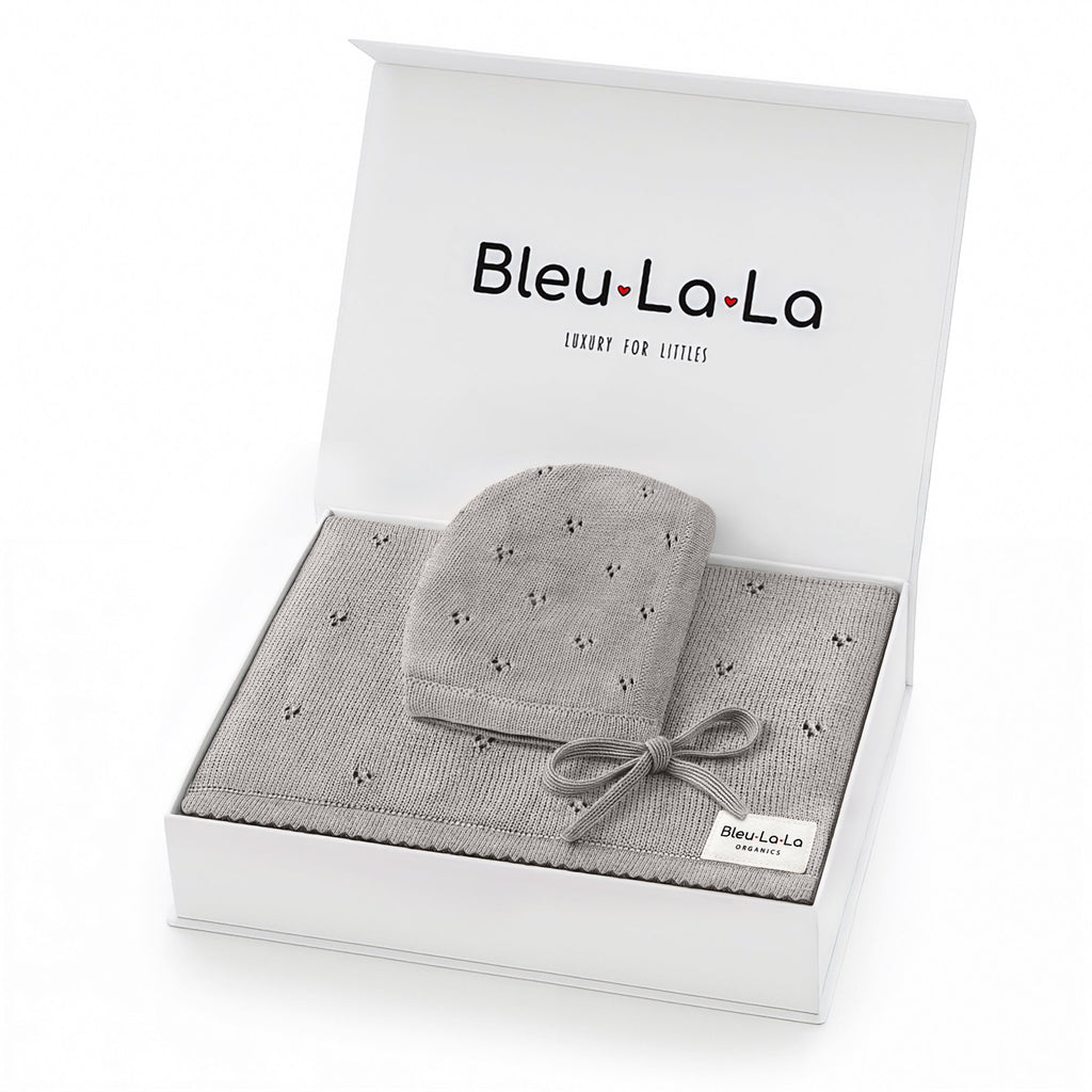 Organic Pointelle Swaddle Blanket + Hat Gift Set