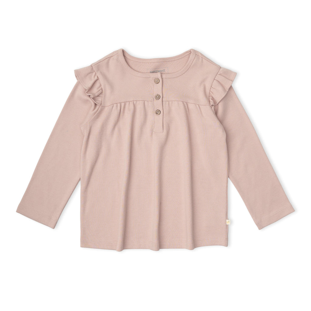Organic Ruffle Sleeve Top Set of 2 - Petal Whispers + Dusty Rose