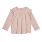 Organic Ruffle Sleeve Top Set of 2 - Petal Whispers + Dusty Rose