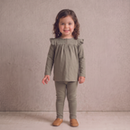 Organic Ruffle Sleeve Top Set of 2 - Winter Berry + Olive