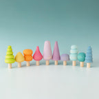 **Pre-order (Ships in 2-3 Weeks)** 10-Piece Wooden Tree Set - Pastel (Stained)