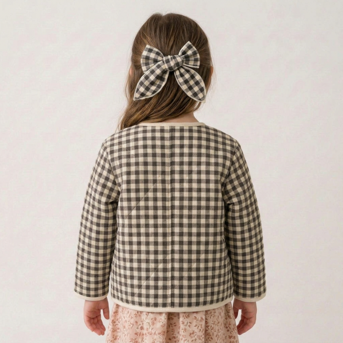 Organic Bow Clip - Charcoal Plaid