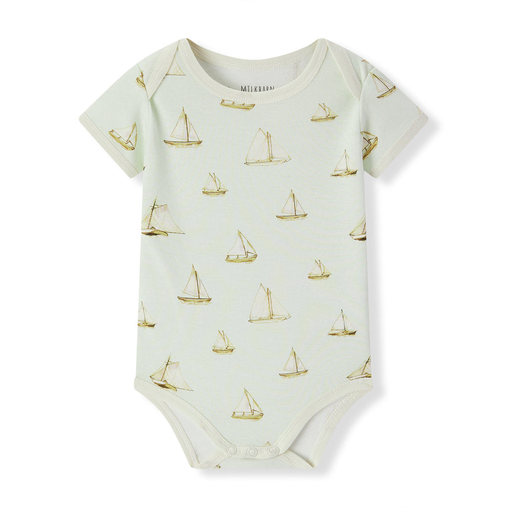 Sailboat Melody Organic Cotton Short Sleeve One Piece