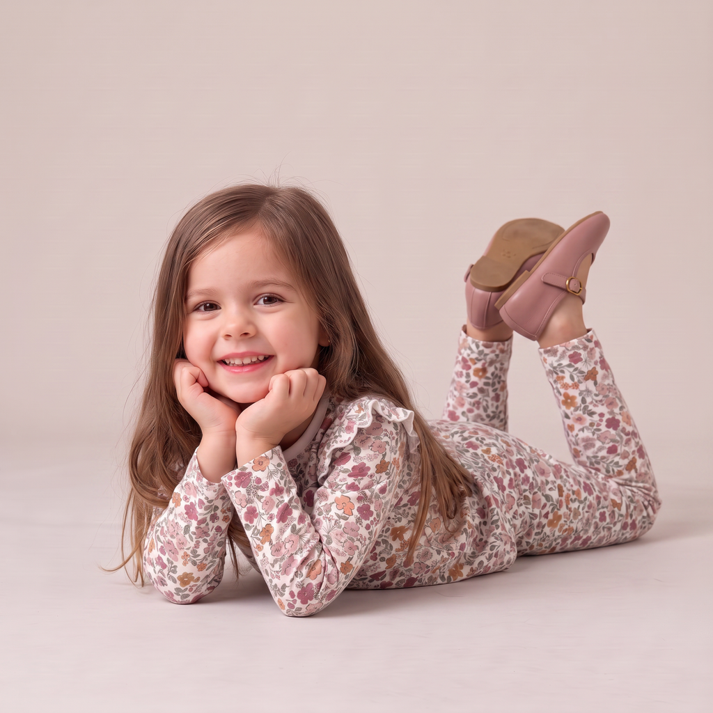 Organic Ruffle Sleeve Top Set of 2 - Woodland Sprig + Taupe
