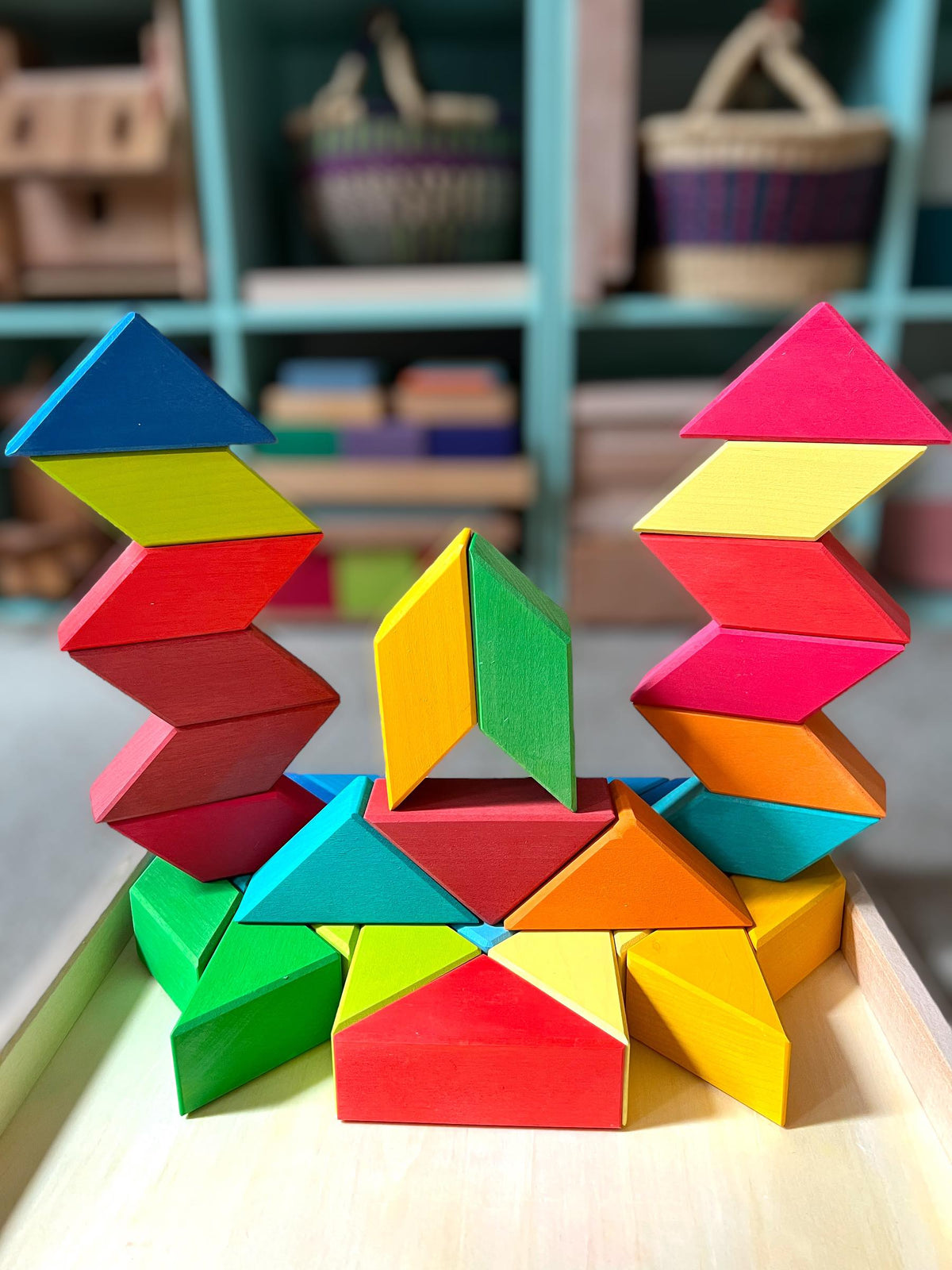 Large Geometric Puzzle - Building Block Set (Stained)