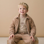 Organic Quilted Bomber Corduroy Jacket - Taupe