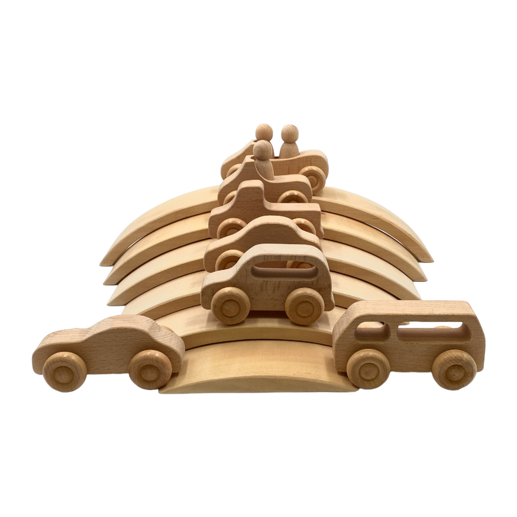 **Pre-order (Ships in 2-3 Weeks)** 6-Piece Wooden Bridge Building Blocks – Natural