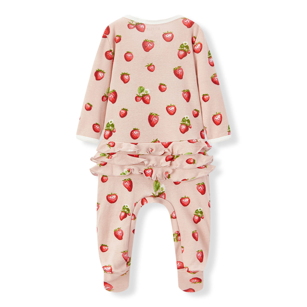 Strawberry Organic Cotton Ruffle Footed Romper