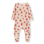 Strawberry Organic Cotton Zipper Footed Romper