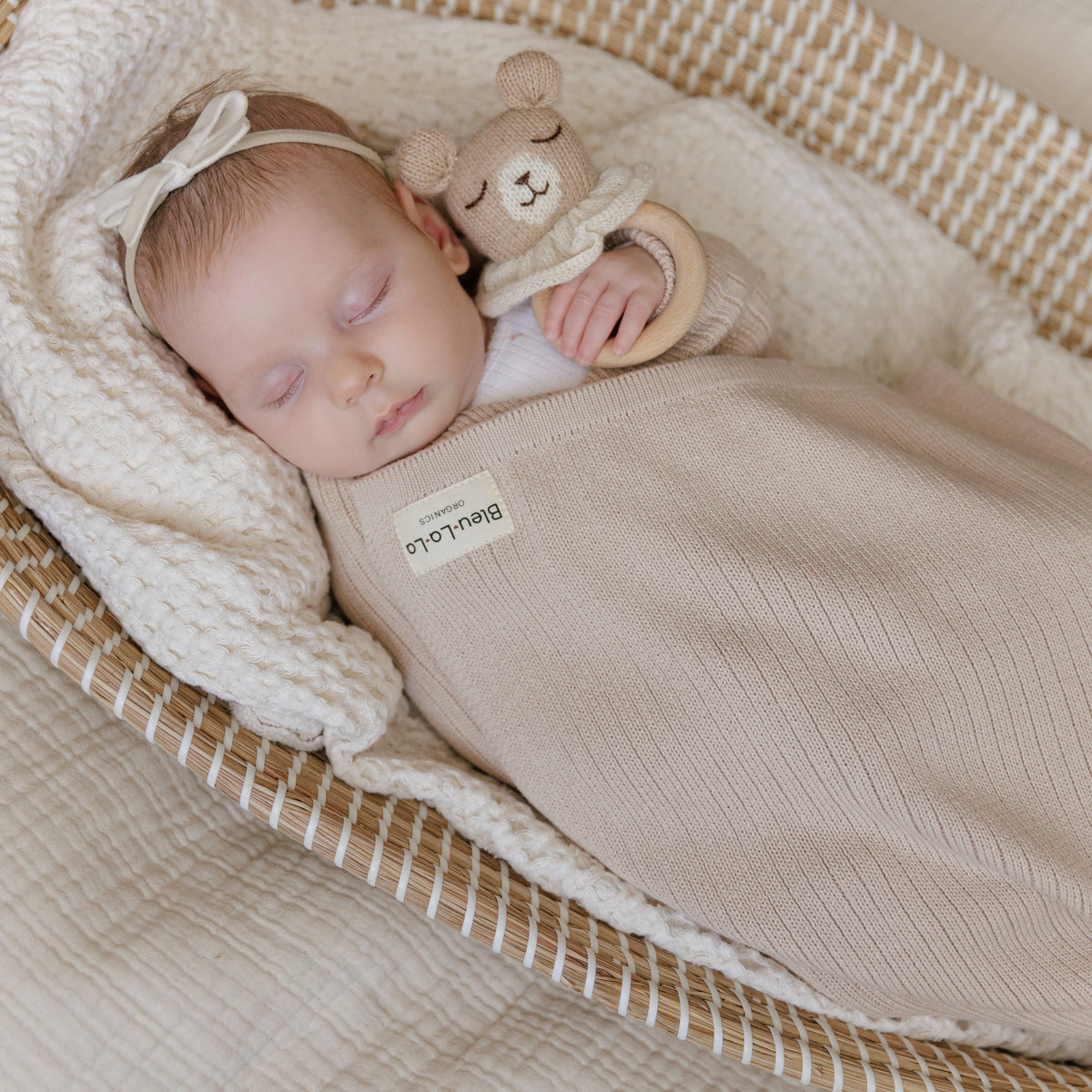 Organic Ribbed Knit Cotton Baby Blanket