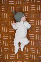 Winter Green Organic Ribbed Newborn Knot Hat