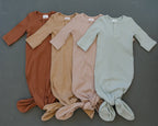 Pale Pink Organic Cotton Ribbed Knot Gown
