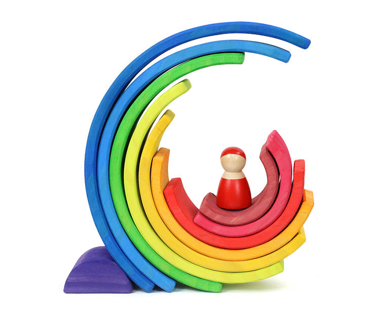 **Pre-order (Ships in 2-3 Weeks)** 10-Piece Wooden Rainbow Stacker - Sunset