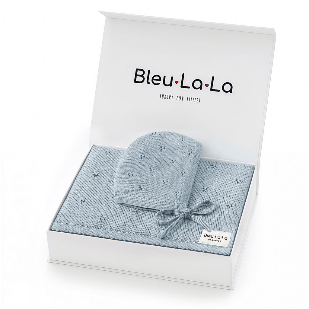 Organic Pointelle Swaddle Blanket + Hat Gift Set