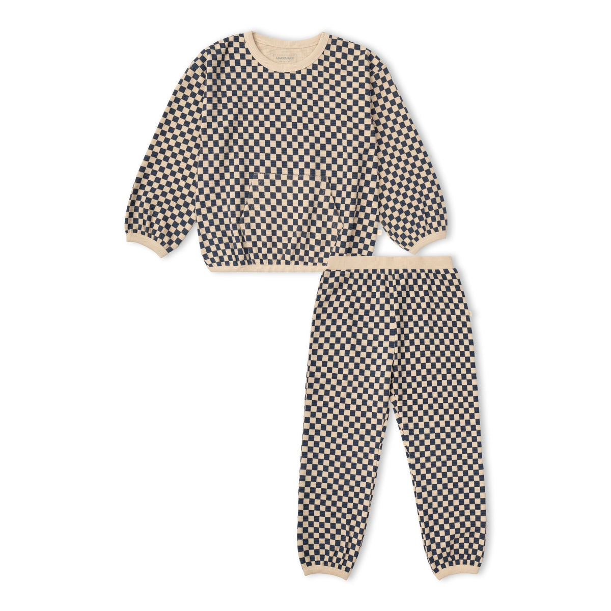 Organic Tee & Pant Slouch Set - Midnight Check