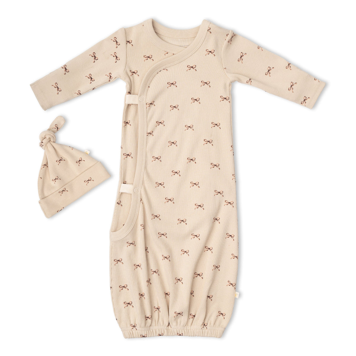 Organic Kimono Infant Sleep Gown - Tiny Bows