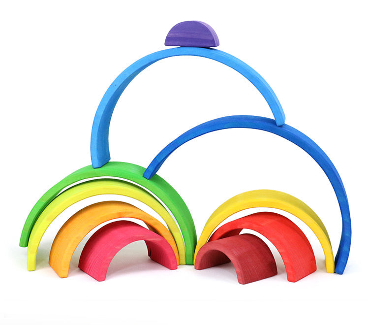 **Pre-order (Ships in 2-3 Weeks)** 10-Piece Wooden Rainbow Stacker - Sunset