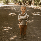 Organic Henley Tee - Cocoa Stripe
