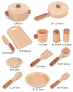 **Pre-order (Ships in 2-3 Weeks)** 15-Piece Wooden Cookware Kitchen Playset