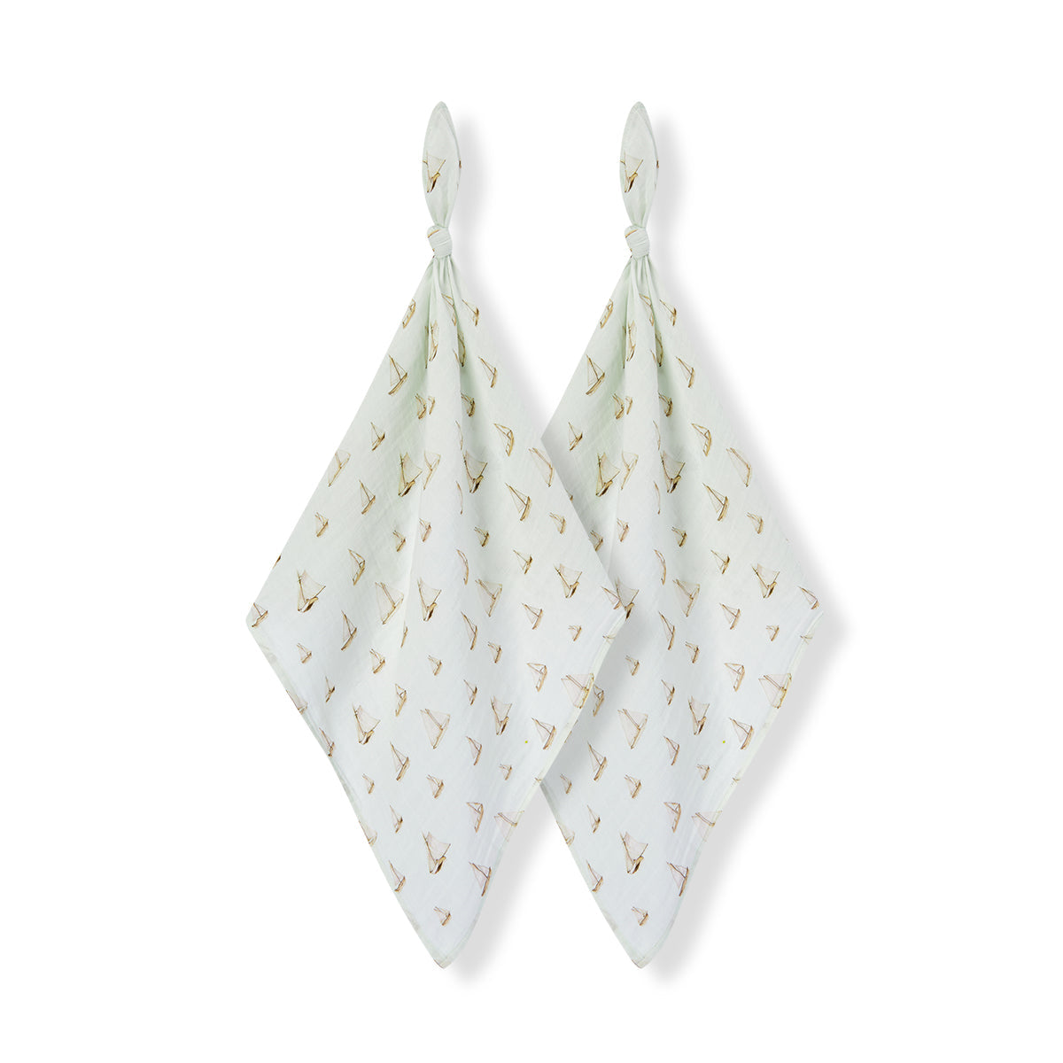 Sailboat Melody Organic Cotton Two-Piece Burp Cloth Set