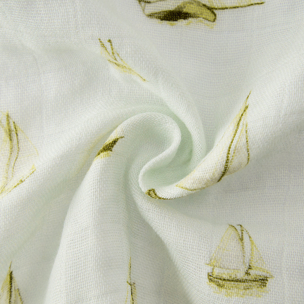 Sailboat Melody Organic Cotton Two-Piece Burp Cloth Set