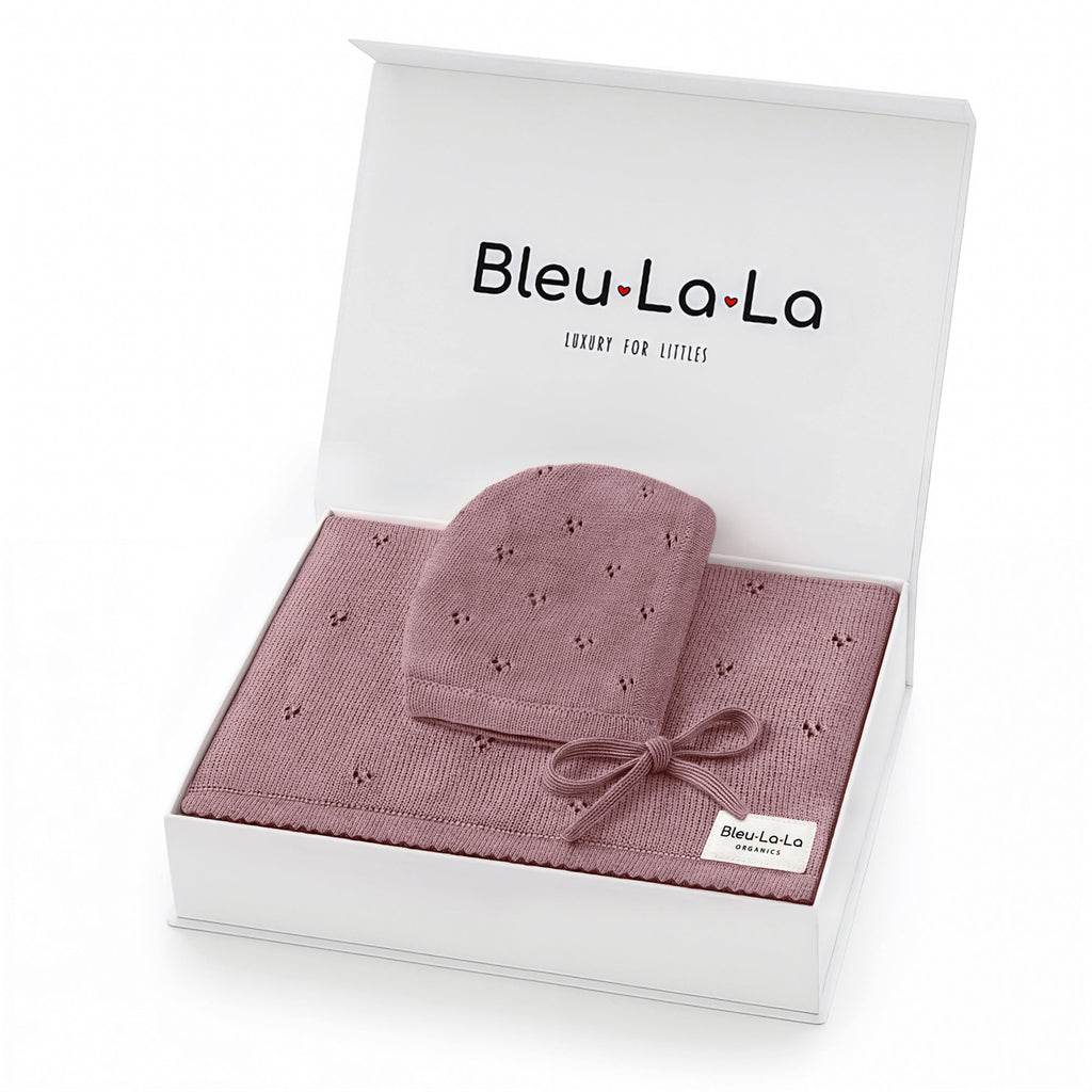 Organic Pointelle Swaddle Blanket + Hat Gift Set
