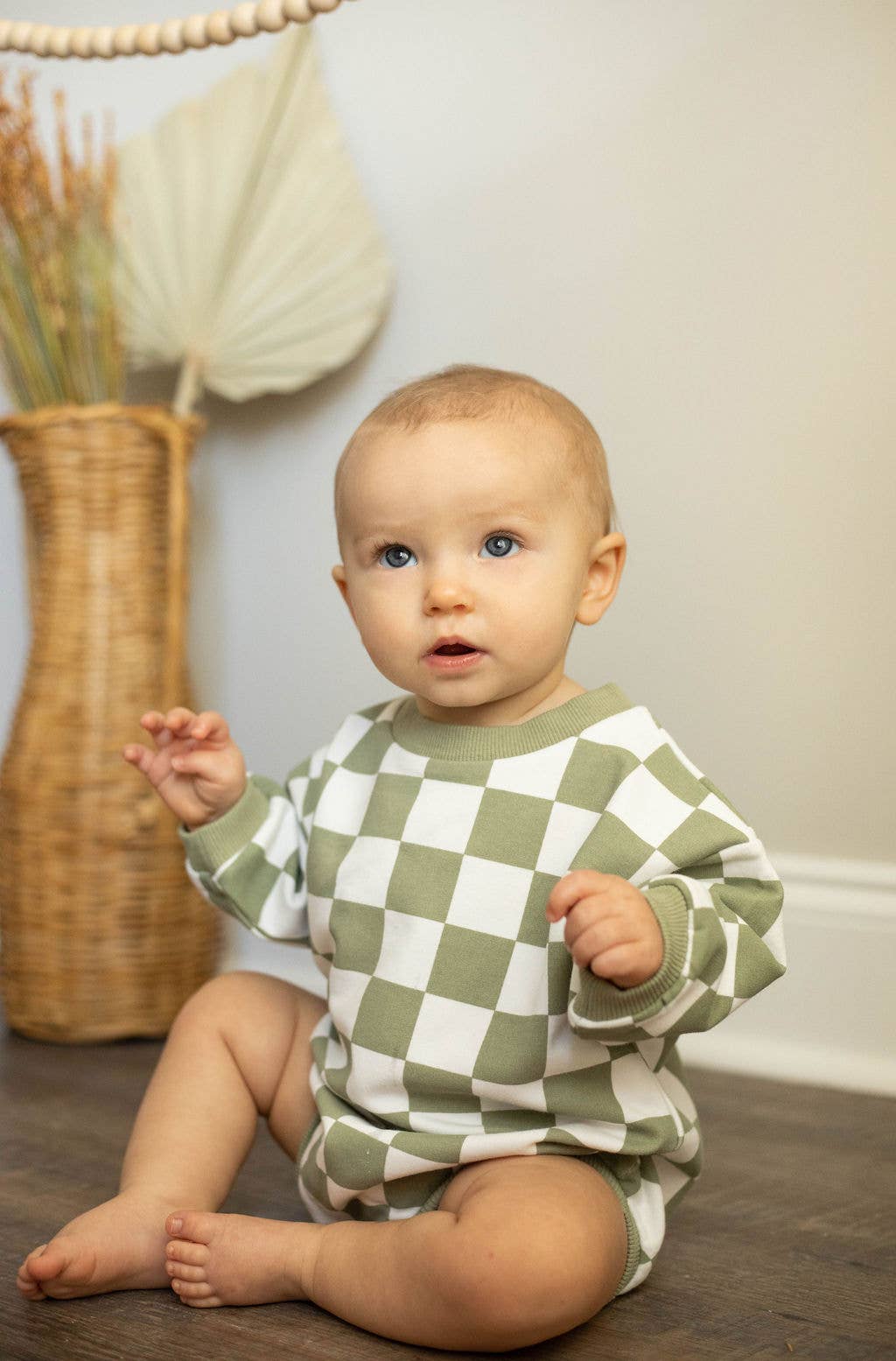 Checkered Oversized Bubble Romper