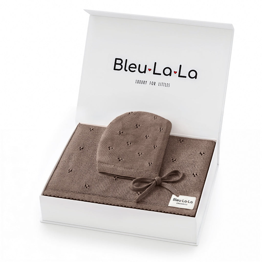 Organic Pointelle Swaddle Blanket + Hat Gift Set