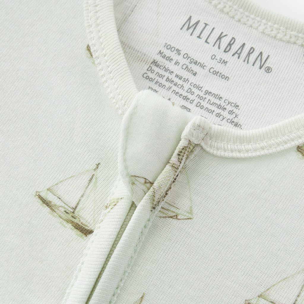 Sailboat Melody Organic Cotton Zipper Footed Romper