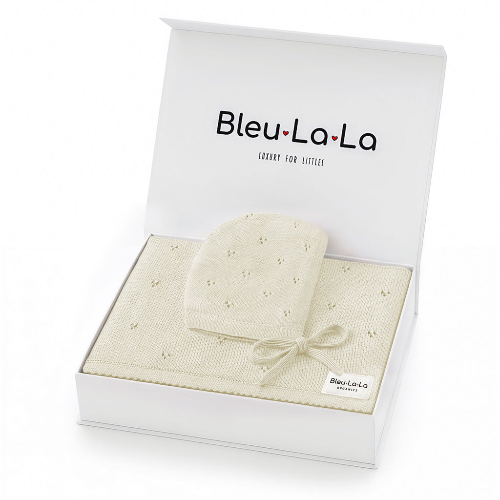 Organic Pointelle Swaddle Blanket + Hat Gift Set