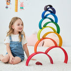 12-Piece Large Wooden Rainbow Stackers – Primary | Pine or Basswood Options