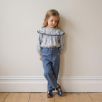 Organic Ruffle Cotton Blouse - Bluebell Vine