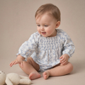 Organic Smocked Long Sleeve Romper - Bluebell Vine
