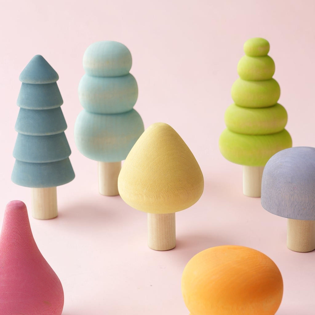**Pre-order (Ships in 2-3 Weeks)** 10-Piece Wooden Tree Set - Pastel (Stained)