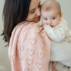Heirloom Knit Heart Receiving Blanket for Boys and Girls - 100% Luxury Cotton Baby Blanket - Soft Warm Swaddle Receiving Blanket for Newborns Infants & Toddlers