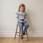 Organic Ruffle Cotton Blouse - Bluebell Vine