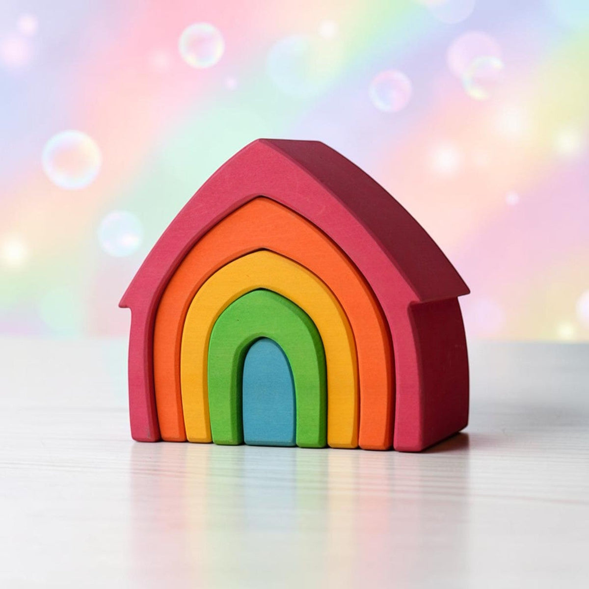 5-Piece Rainbow House Stacker – Primary (Stained)