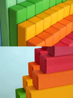 **Pre-order (Ships in 2-3 Weeks)** 100-Piece Large Prism Stair Counting Block Set - Primary (Stained)