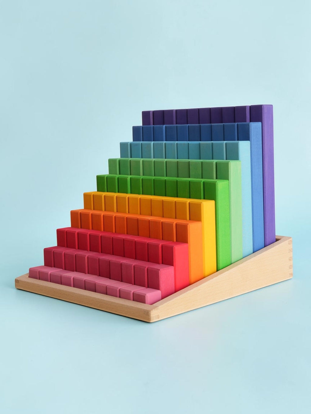 **Pre-order (Ships in 2-3 Weeks)** 100-Piece Large Prism Stair Counting Block Set - Primary (Stained)