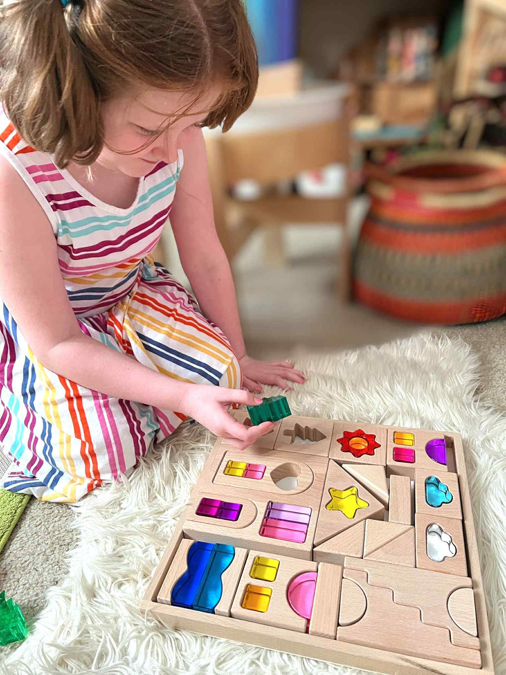 45-Piece "Dreamlight Village" Puzzle - Wood & Lucite Block Set