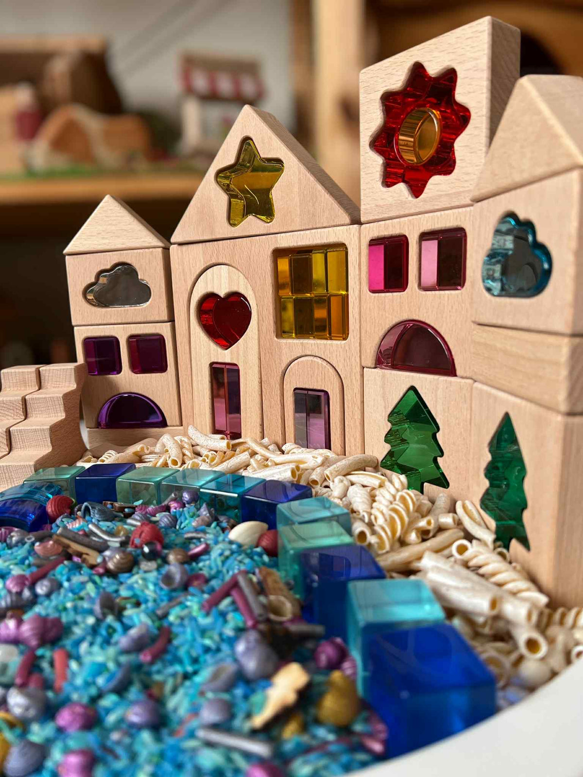45-Piece "Dreamlight Village" Puzzle - Wood & Lucite Block Set