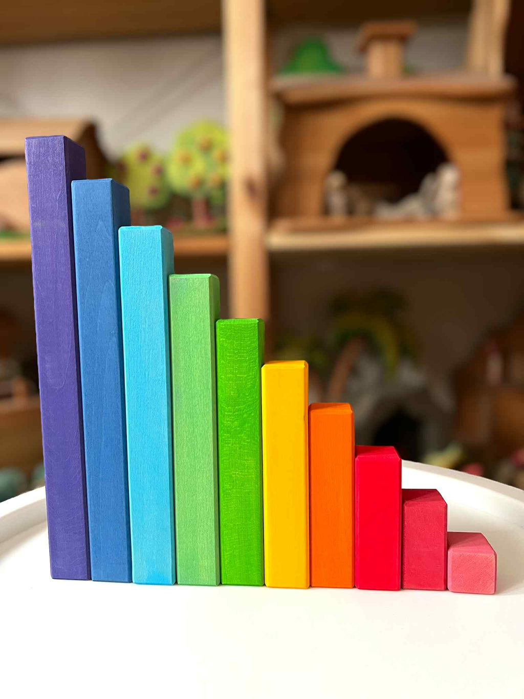 **Pre-order (Ships in 2-3 Weeks)** 100-Piece Large Prism Stair Counting Block Set - Primary (Stained)