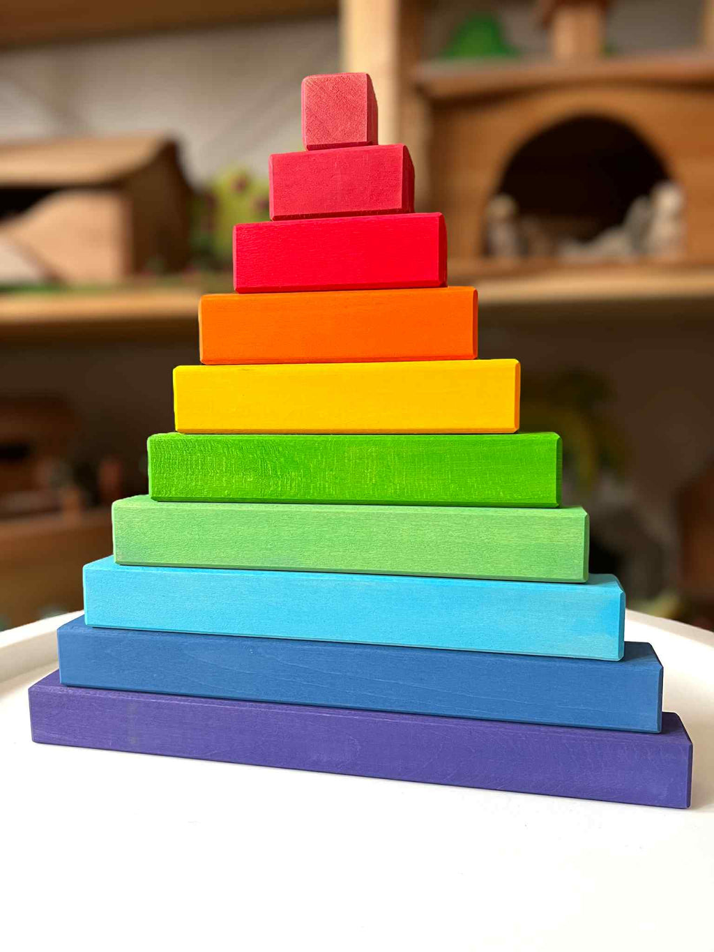 **Pre-order (Ships in 2-3 Weeks)** 100-Piece Large Prism Stair Counting Block Set - Primary (Stained)