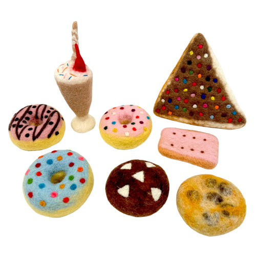 **Pre-order (Ships in 2-3 Weeks)** 100% Wool Felt Food and Toy Playset - Handmade in Nepal