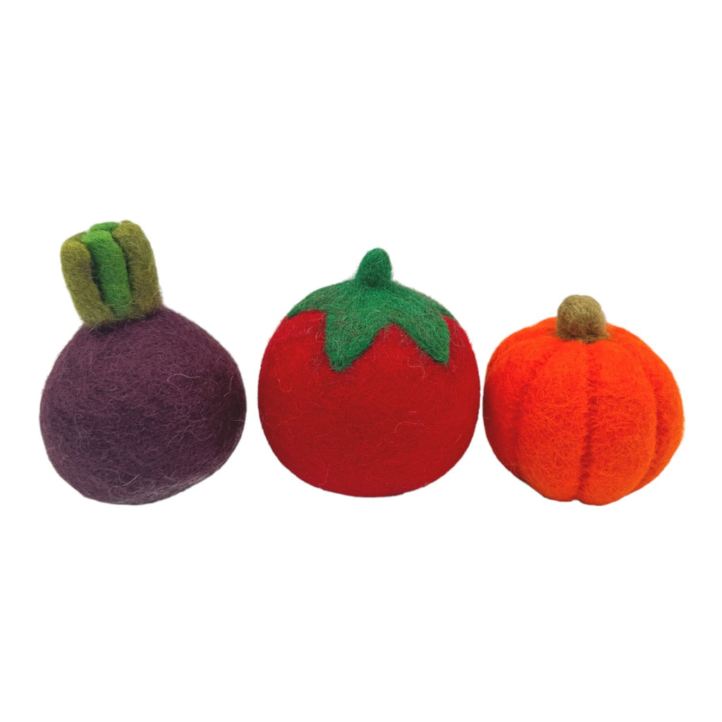 **Pre-order (Ships in 2-3 Weeks)** 100% Wool Felt Food and Toy Playset - Handmade in Nepal