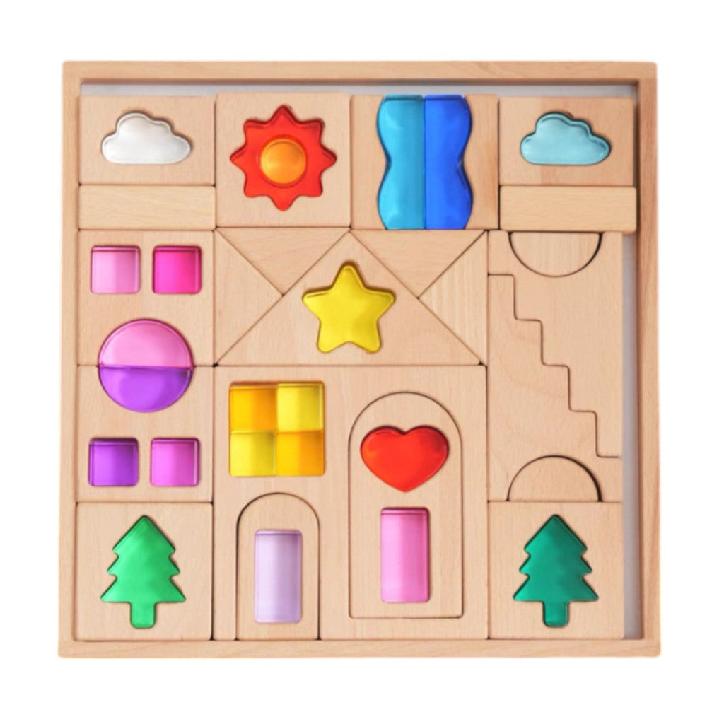 45-Piece "Dreamlight Village" Puzzle - Wood & Lucite Block Set